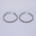 16K Gold plated 40mm Thin Hammered Hinge Hoop Earrings in Gold & Silver | AB1486 AB1487 - DLUXCA