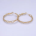 16K Gold plated 40mm Twisted Band Chain Link Hinge Hoop Earrings in Gold & Silver | AD1072 AD1073