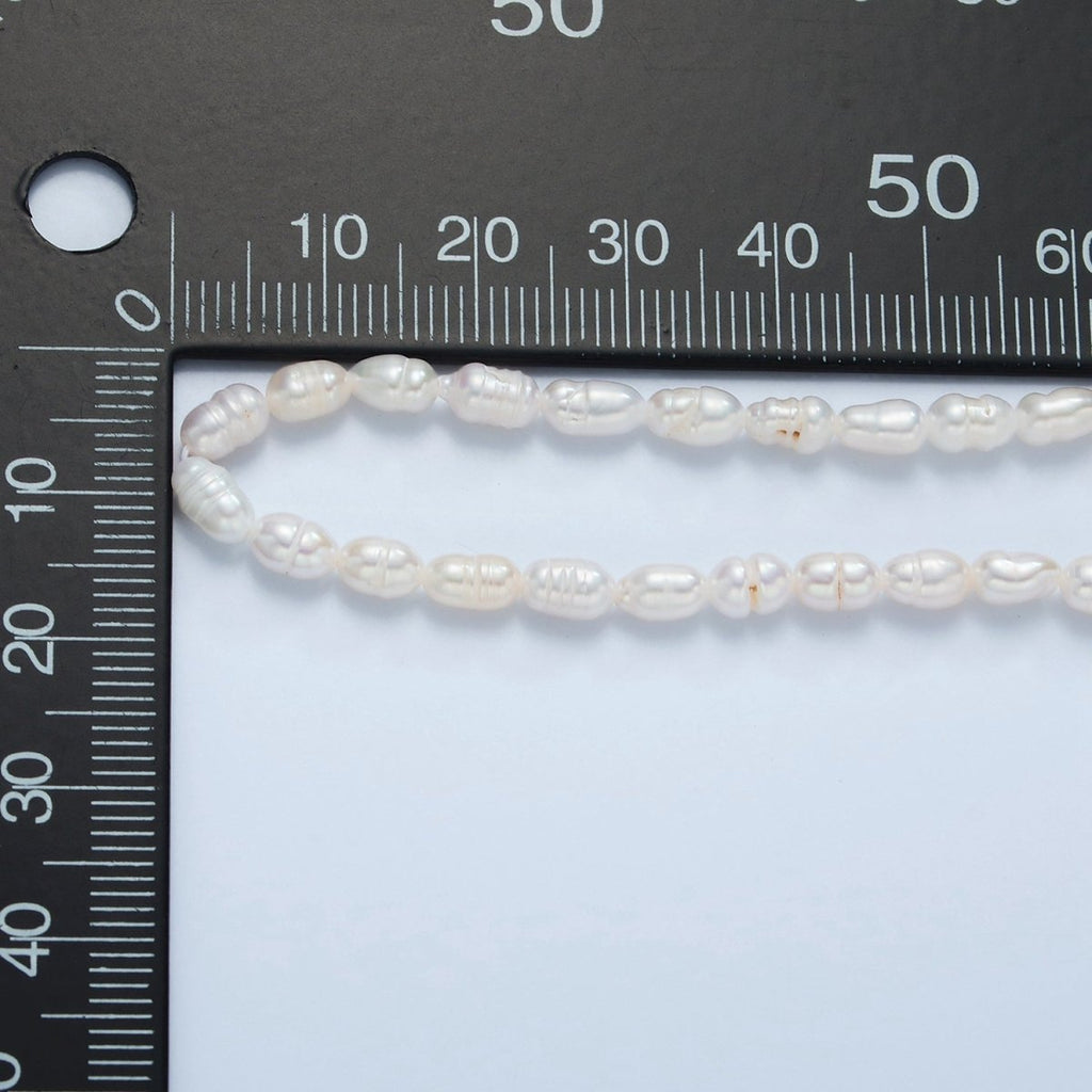 16K Gold plated 4mm Ringed Freshwater Pearl 15 Inch Necklace w. Extender | WA - 2628 - DLUXCA