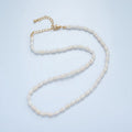 16K Gold plated 4mm Ringed Freshwater Pearl 15 Inch Necklace w. Extender | WA - 2628 - DLUXCA