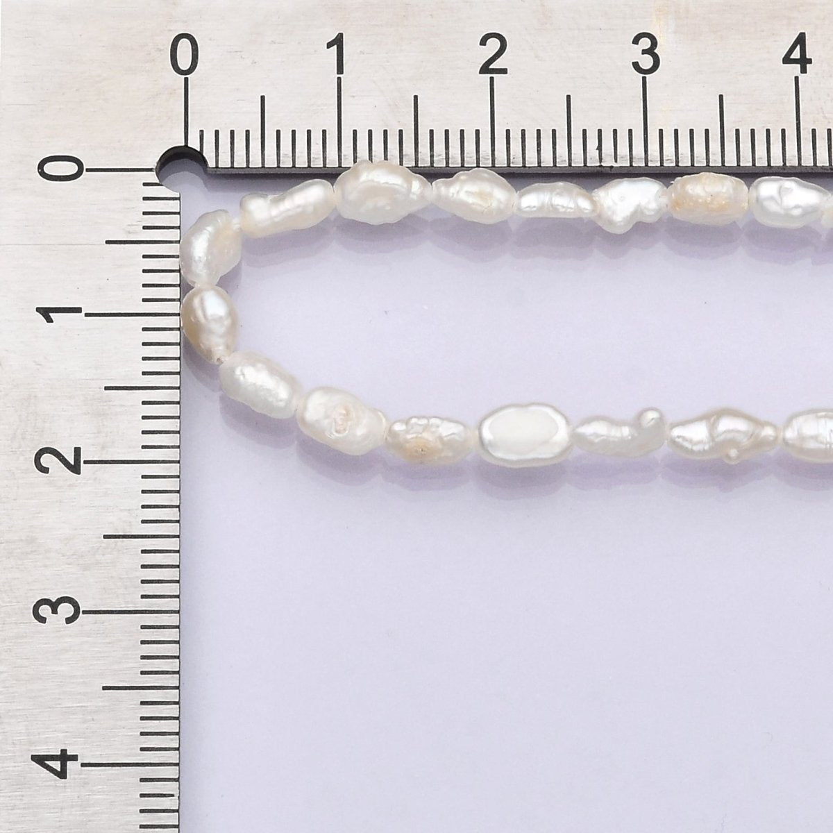 16K Gold plated 4mm White Biwa Baroque Freshwater Pearl 16 Inch Necklace w. Extender | WA - 2631 