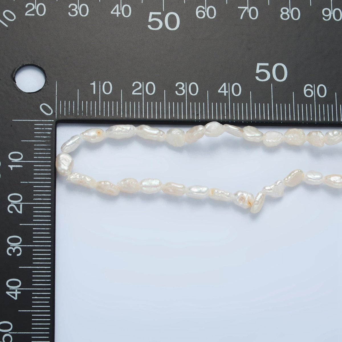 16K Gold plated 4mm White Biwa Baroque Freshwater Pearl 16 Inch Necklace w. Extender | WA-2631