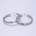 16K Gold plated 50mm Dented Edge Line Rounded Hoop Earrings in Gold & Silver | AE545 AE546 - DLUXCA