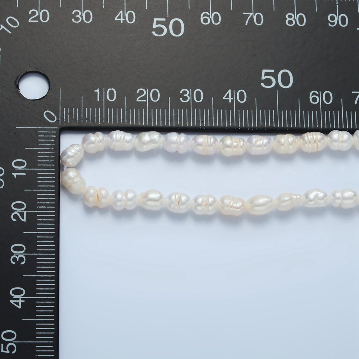 16K Gold plated 5mm Ringed Freshwater Pearl 16 Inch Necklace w. Extender | WA - 2627 - DLUXCA