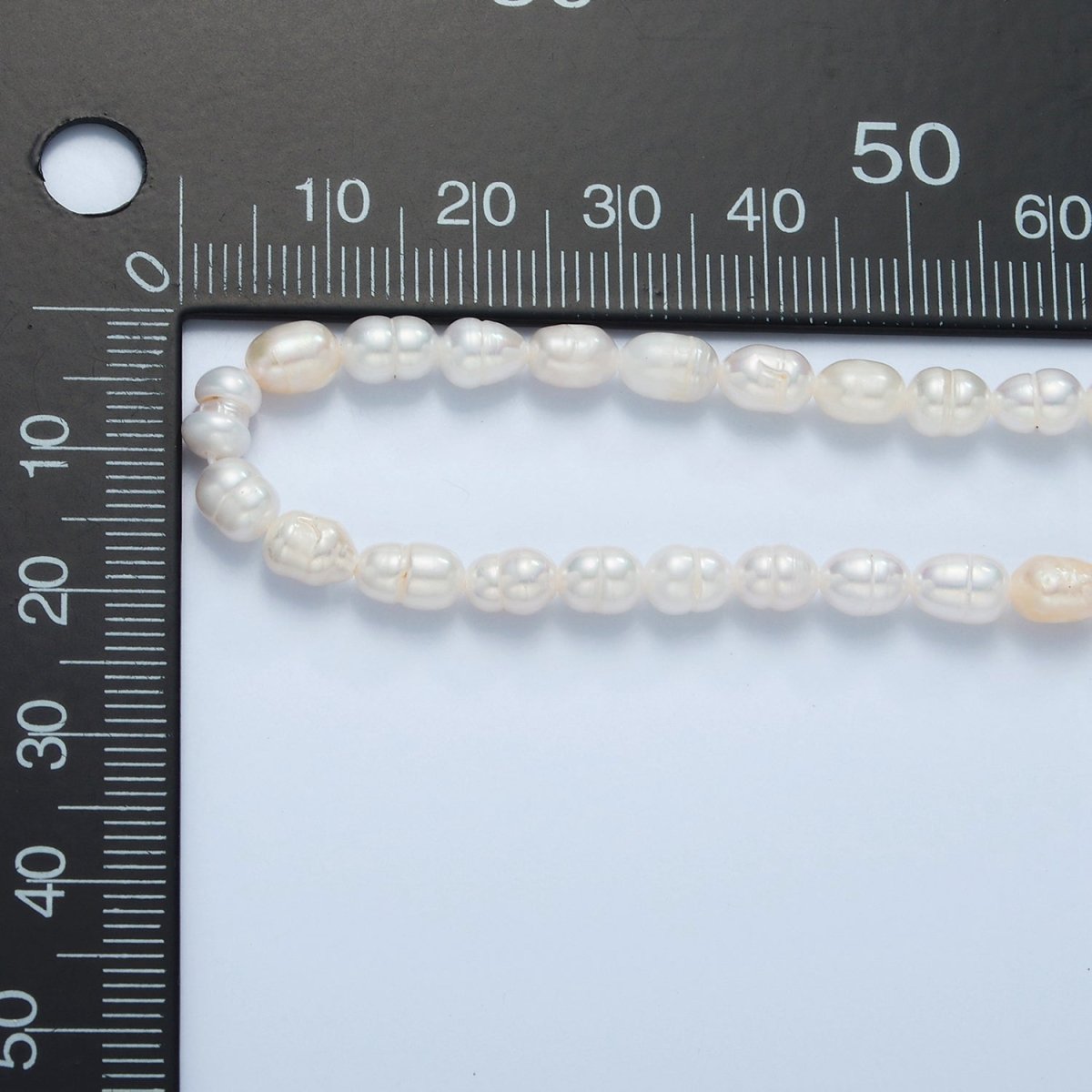 16K Gold plated 5mm Ringed Peach White Freshwater Pearl 14.5 Inch Necklace w. Extender | WA - 2630 - DLUXCA