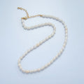 16K Gold plated 5mm Ringed Peach White Freshwater Pearl 14.5 Inch Necklace w. Extender | WA - 2630 - DLUXCA