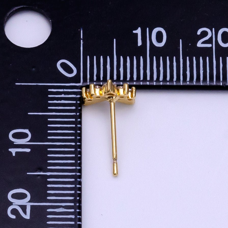 16K Gold plated 6mm Clear CZ Geometric Arrow Stud Earrings | Clearance - DLUXCA