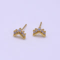 16K Gold plated 6mm Clear CZ Geometric Arrow Stud Earrings | Clearance - DLUXCA