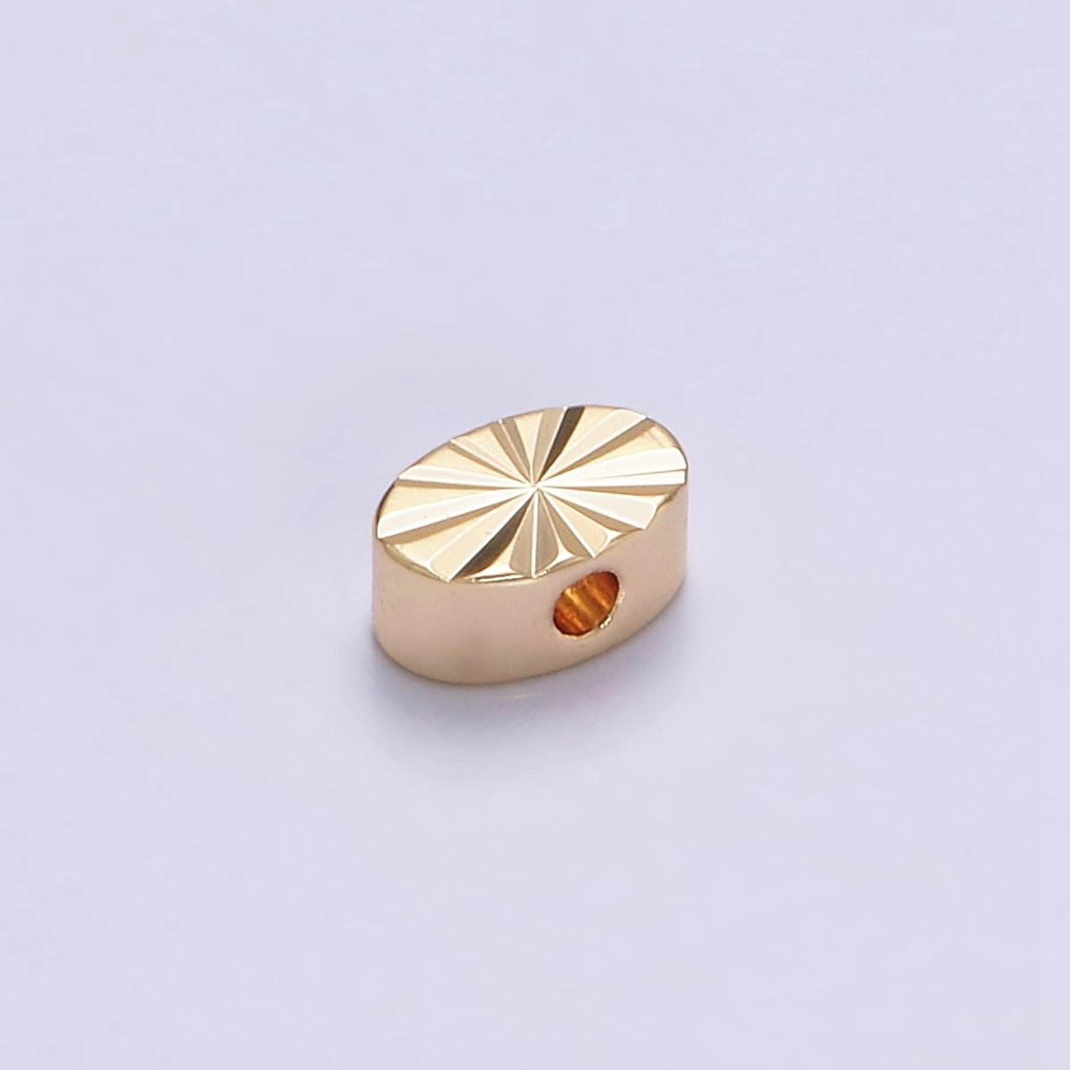 16K Gold plated 6mm Sunburst Oval Spacer Bead | B-837 - DLUXCA
