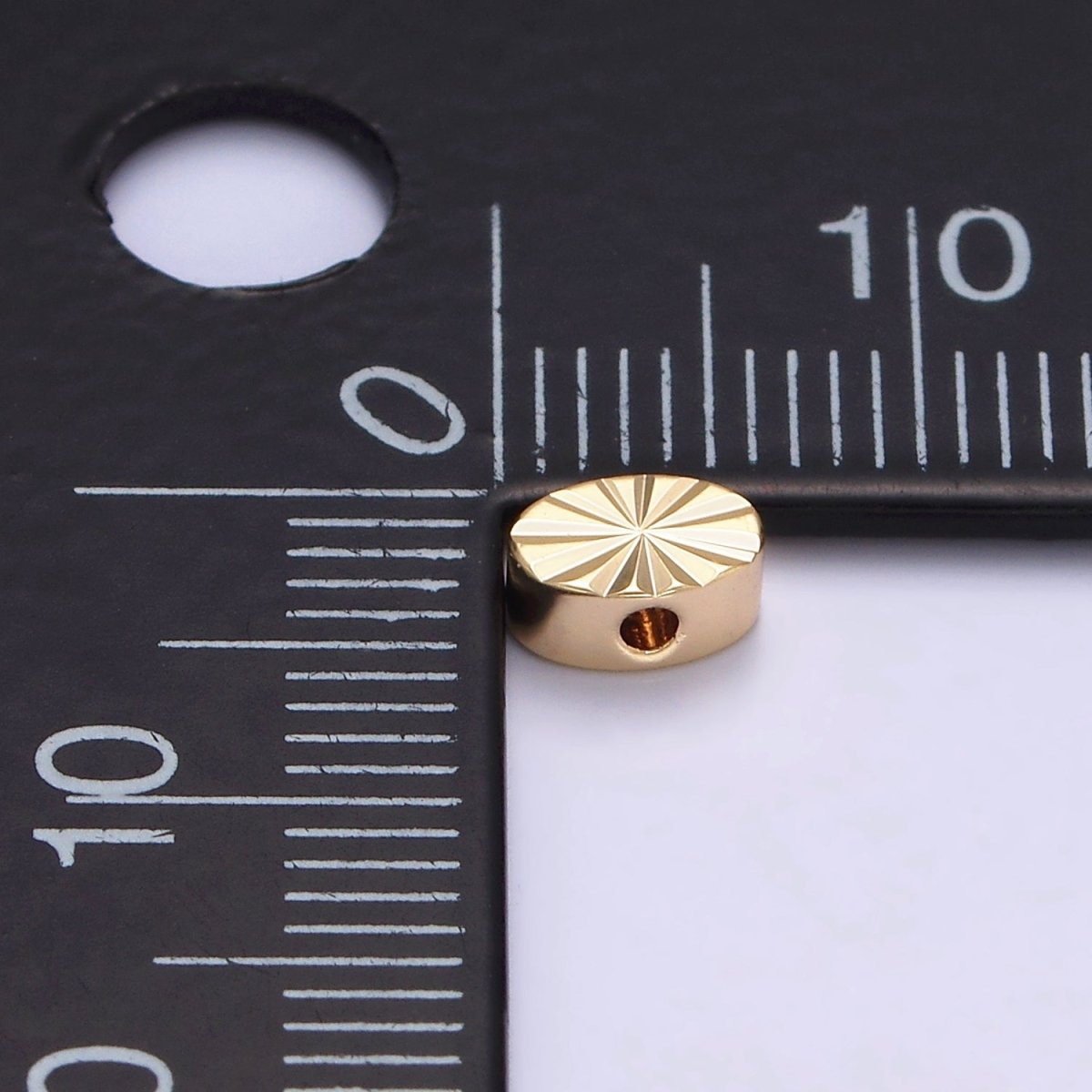 16K Gold plated 6mm Sunburst Oval Spacer Bead | B-837 - DLUXCA