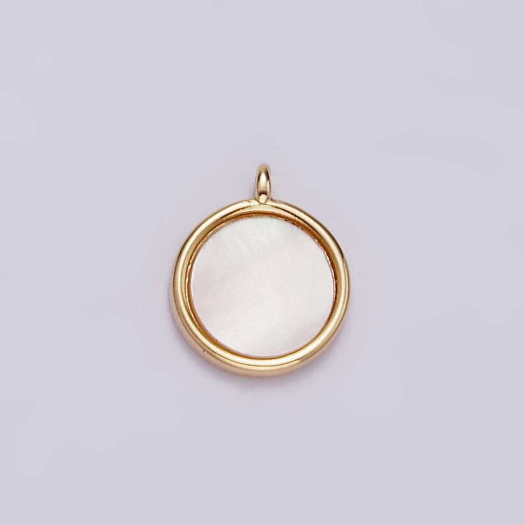 16K Gold plated 7mm Shell Pearl Minimalist Bezel Pendant | N1495 - DLUXCA