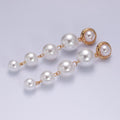 16K Gold plated 85mm Multiple Shell Pearl Quilted Bezel Drop Stud Earrings in Gold & Silver | AE347 AE348