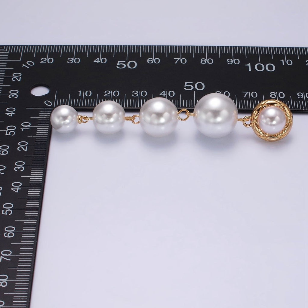 16K Gold plated 85mm Multiple Shell Pearl Quilted Bezel Drop Stud Earrings in Gold & Silver | AE347 AE348