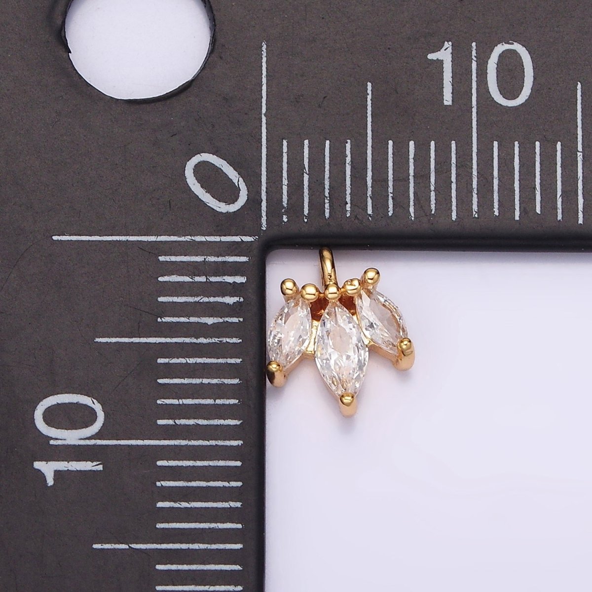 16K Gold plated 8mm Triple Clear Marquise CZ Mini Charm | AG102 - DLUXCA