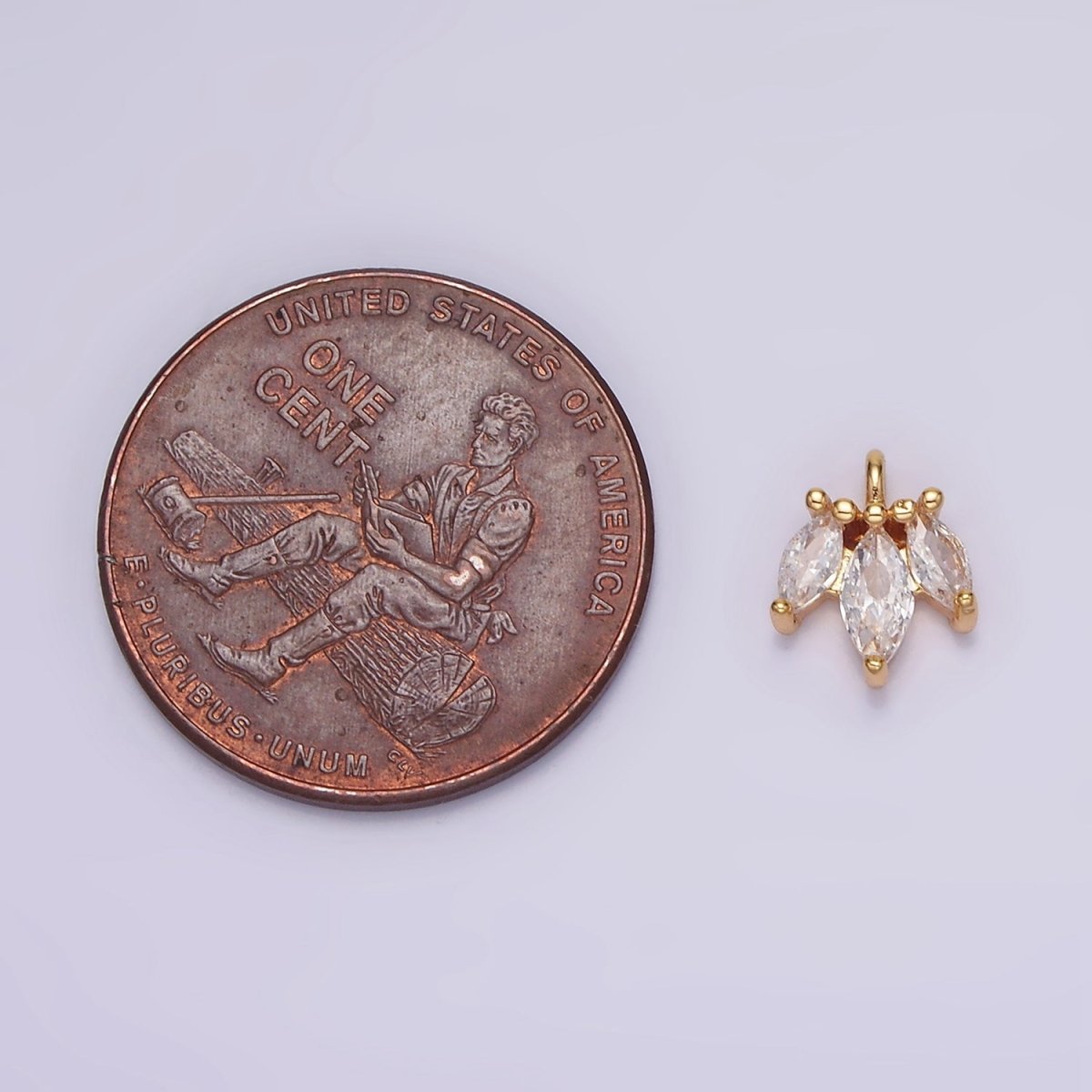 16K Gold plated 8mm Triple Clear Marquise CZ Mini Charm | AG102 - DLUXCA