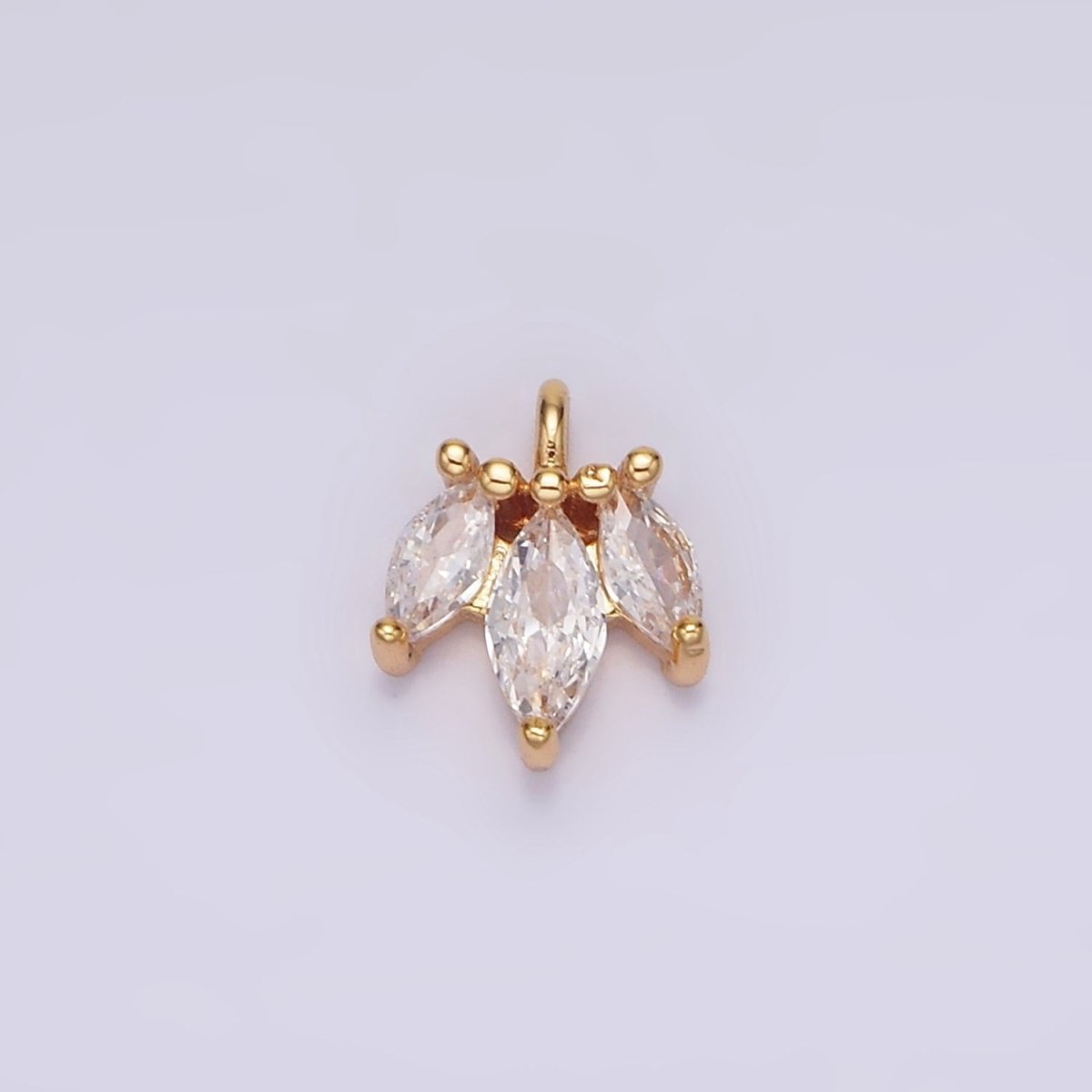16K Gold plated 8mm Triple Clear Marquise CZ Mini Charm | AG102 - DLUXCA