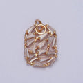 16K Gold plated Abstract Baguette Cubic Zirconia Oval Charm For Jewelry Making | X-243 - DLUXCA