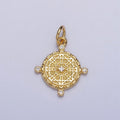 16K Gold plated Artisan Geometric Round Dotted CZ Charm in Gold & Silver | AC1290 AC1291