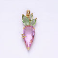 16K Gold plated Baby Pink CZ Carrot Vegetable Pastel Pendant | AA538 - DLUXCA