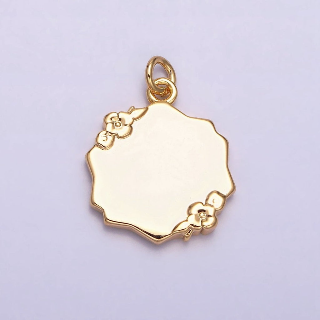 16K Gold plated Baby Shower Hand & Feet White, Pink, Blue Sparkly Enamel Flower Charm | AC1111 - AC1116 - DLUXCA