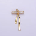 16K Gold plated Baguette Lined Ribbon Bow Charm in Gold & Silver | M113