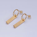 16K Gold plated Bar Drop Open Round Geometric Stud Earrings in Gold & Silver | AD824 AD825
