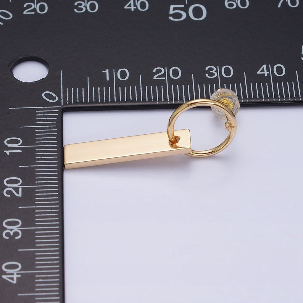 16K Gold plated Bar Drop Open Round Geometric Stud Earrings in Gold & Silver | AD824 AD825