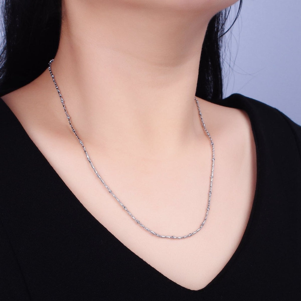 16k Gold plated Beaded Satellite Chain Gold plated Silver Chain Simple Everyday Layering Necklace 17 Inch | WA-1859 WA-1860 Clearance Pricing