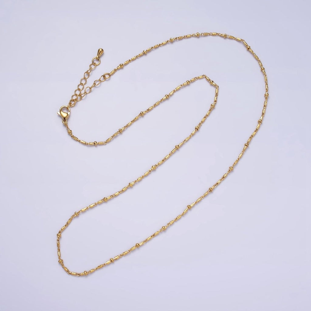 16k Gold plated Beaded Satellite Chain Gold plated Silver Chain Simple Everyday Layering Necklace 17 Inch | WA-1859 WA-1860 Clearance Pricing
