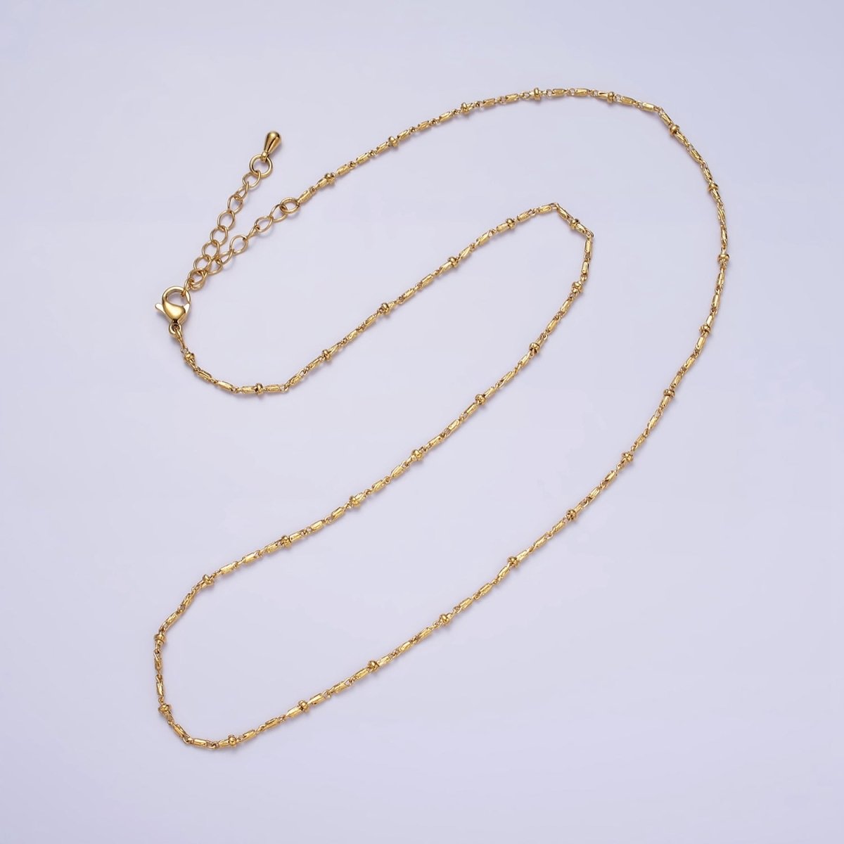 16k Gold plated Beaded Satellite Chain Gold plated Silver Chain Simple Everyday Layering Necklace 17 Inch | WA-1859 WA-1860 Clearance Pricing