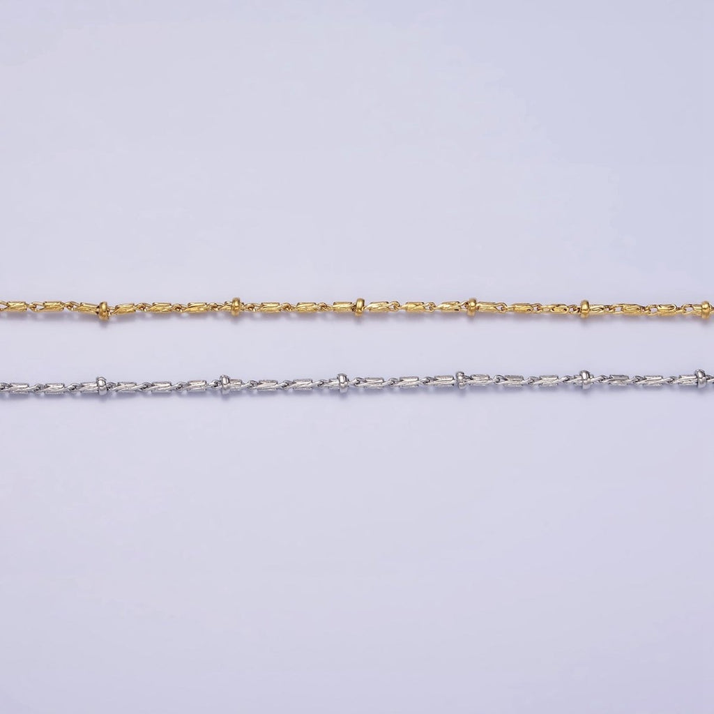 16k Gold plated Beaded Satellite Chain Gold plated Silver Chain Simple Everyday Layering Necklace 17 Inch | WA-1859 WA-1860 Clearance Pricing