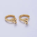 16K Gold plated Black-Eyed CZ Scaled Serpent Snake 12mm Cartilage Huggie Earrings in Silver & Gold | AB462 AB468 - DLUXCA