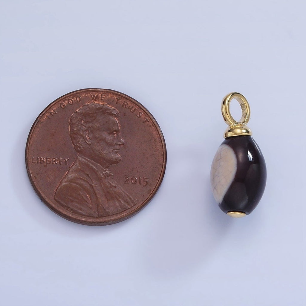 16K Gold plated Black Tahitian Shell Pearl Drop Pendant | P1768 - DLUXCA