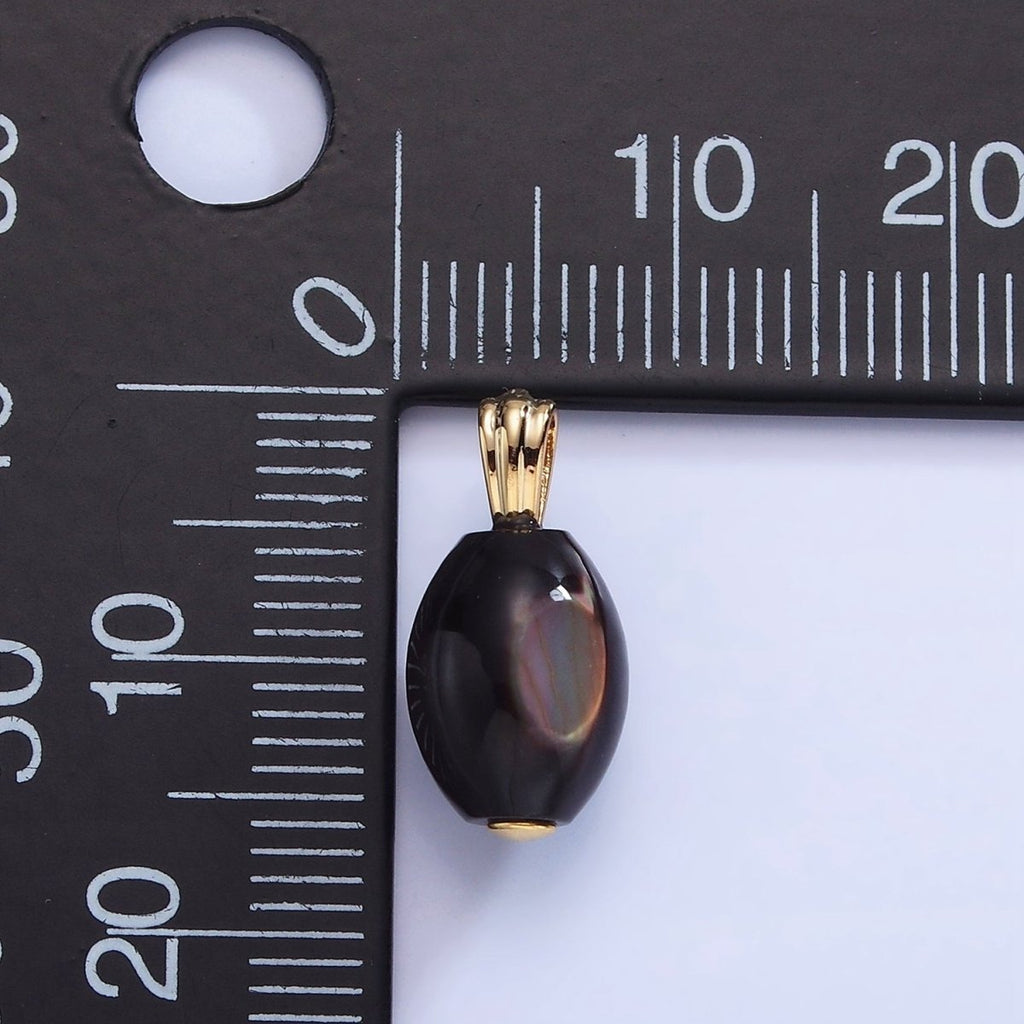 16K Gold plated Black Tahitian Shell Pearl Sphere Pendant | P1579 - DLUXCA