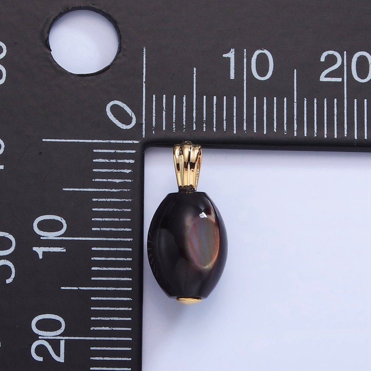 16K Gold plated Black Tahitian Shell Pearl Sphere Pendant | P1579 - DLUXCA