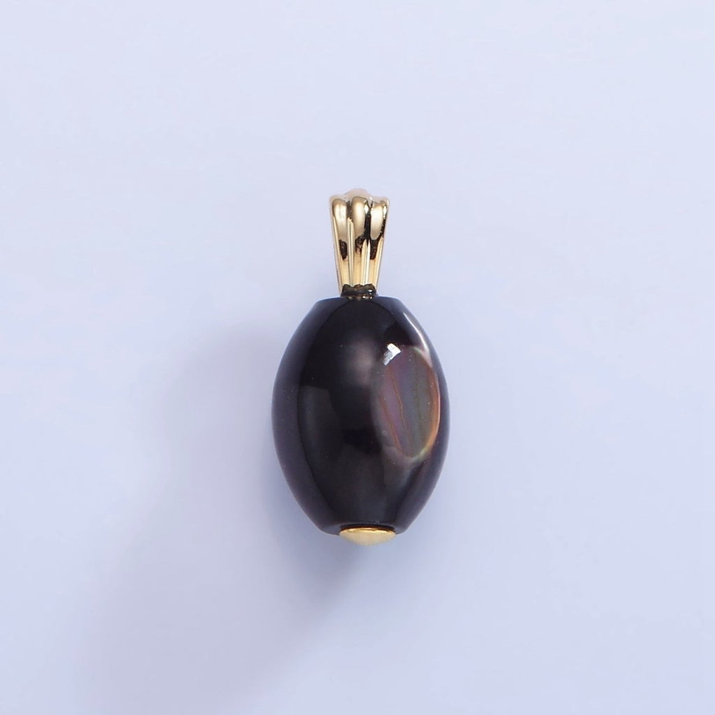 16K Gold plated Black Tahitian Shell Pearl Sphere Pendant | P1579 - DLUXCA