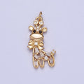16K Gold plated Bow Tied Donkey Baguette CZ Animal Charm AG-090 - DLUXCA