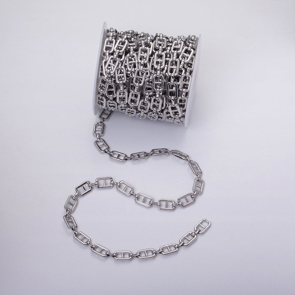 16K Gold Plated Boxy Anchor Figure Eight Link Unique Chain by Yard in Gold & Silver | ROLL-1221 ROLL-1222