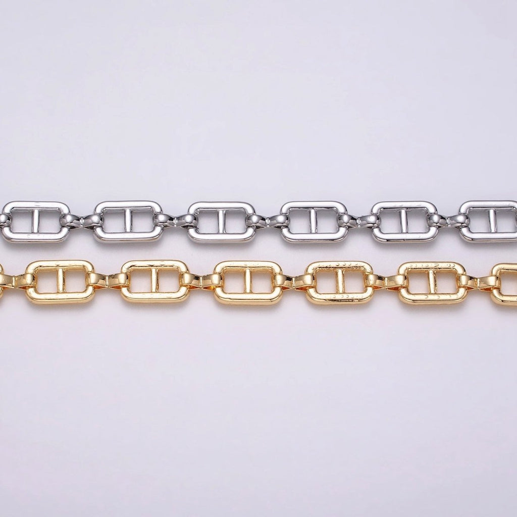 16K Gold Plated Boxy Anchor Figure Eight Link Unique Chain by Yard in Gold & Silver | ROLL-1221 ROLL-1222