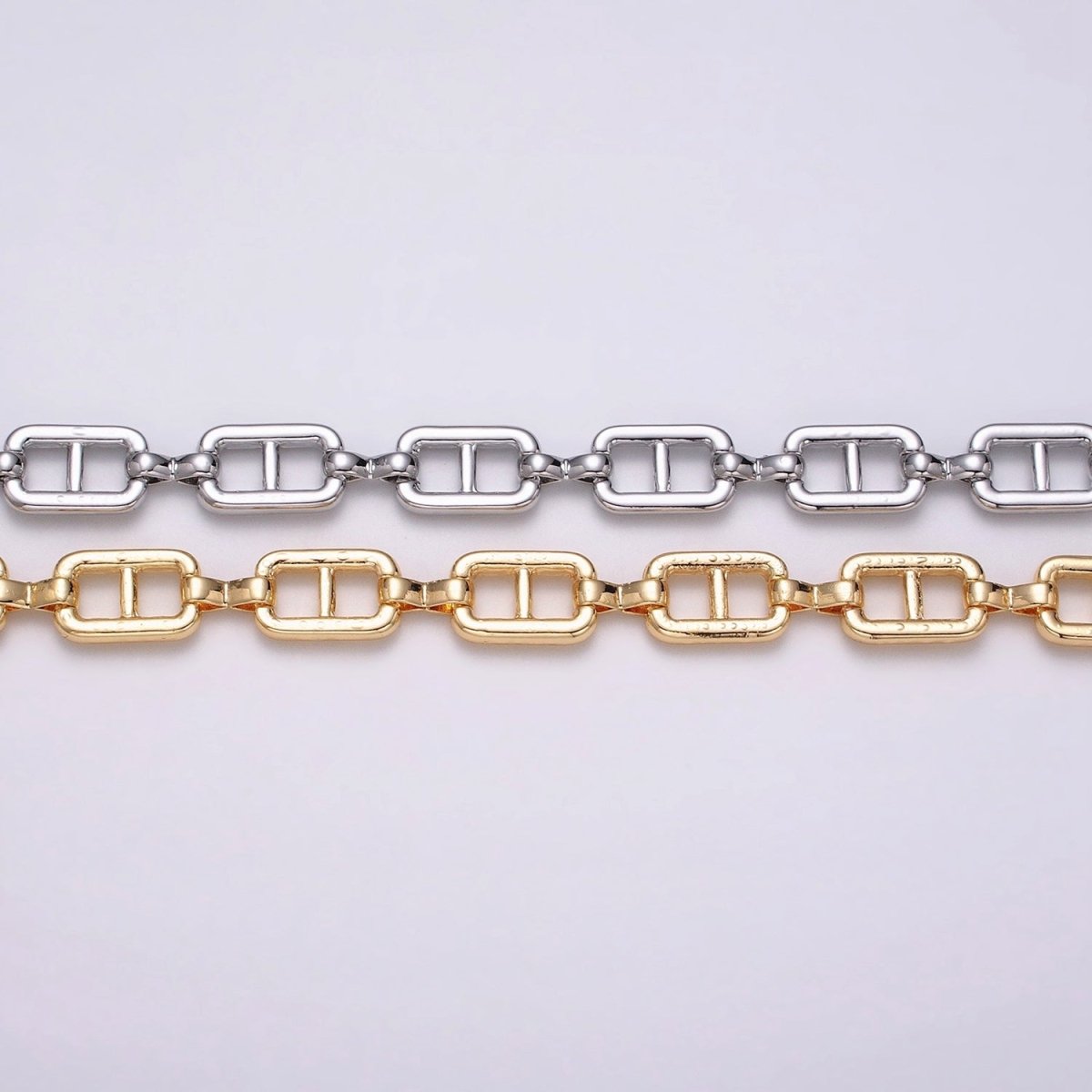16K Gold Plated Boxy Anchor Figure Eight Link Unique Chain by Yard in Gold & Silver | ROLL-1221 ROLL-1222