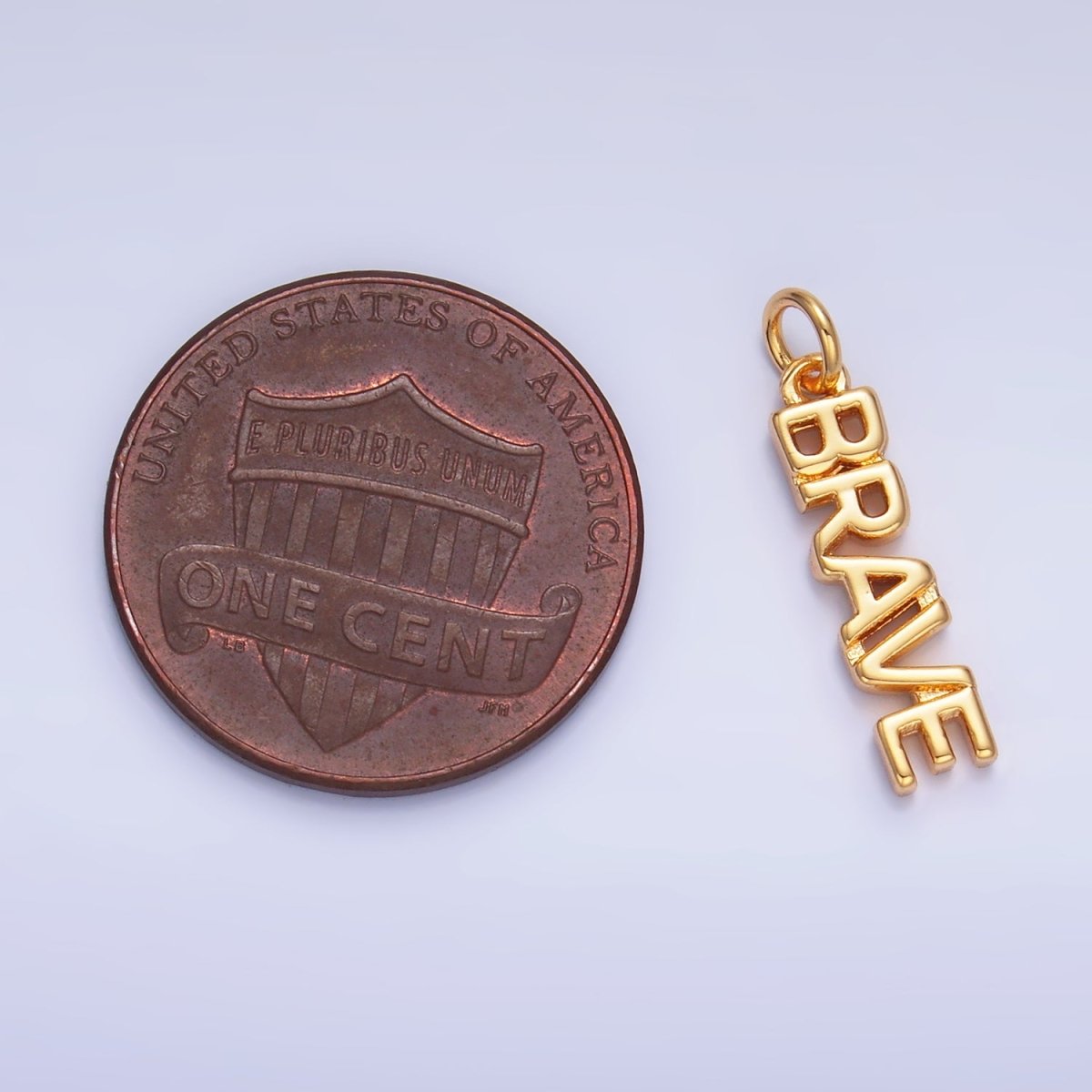 16K Gold plated "BRAVE" Script Charm in Gold & Silver | W317 - DLUXCA