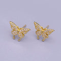 16K Gold plated Butterfly Mariposa Wings Micro Paved CZ Stud Earrings | AD1525 - DLUXCA