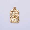 16K Gold plated Butterfly Textured Hammered Rectangular Stamped Charm in Gold & Silver | AC393 AC394