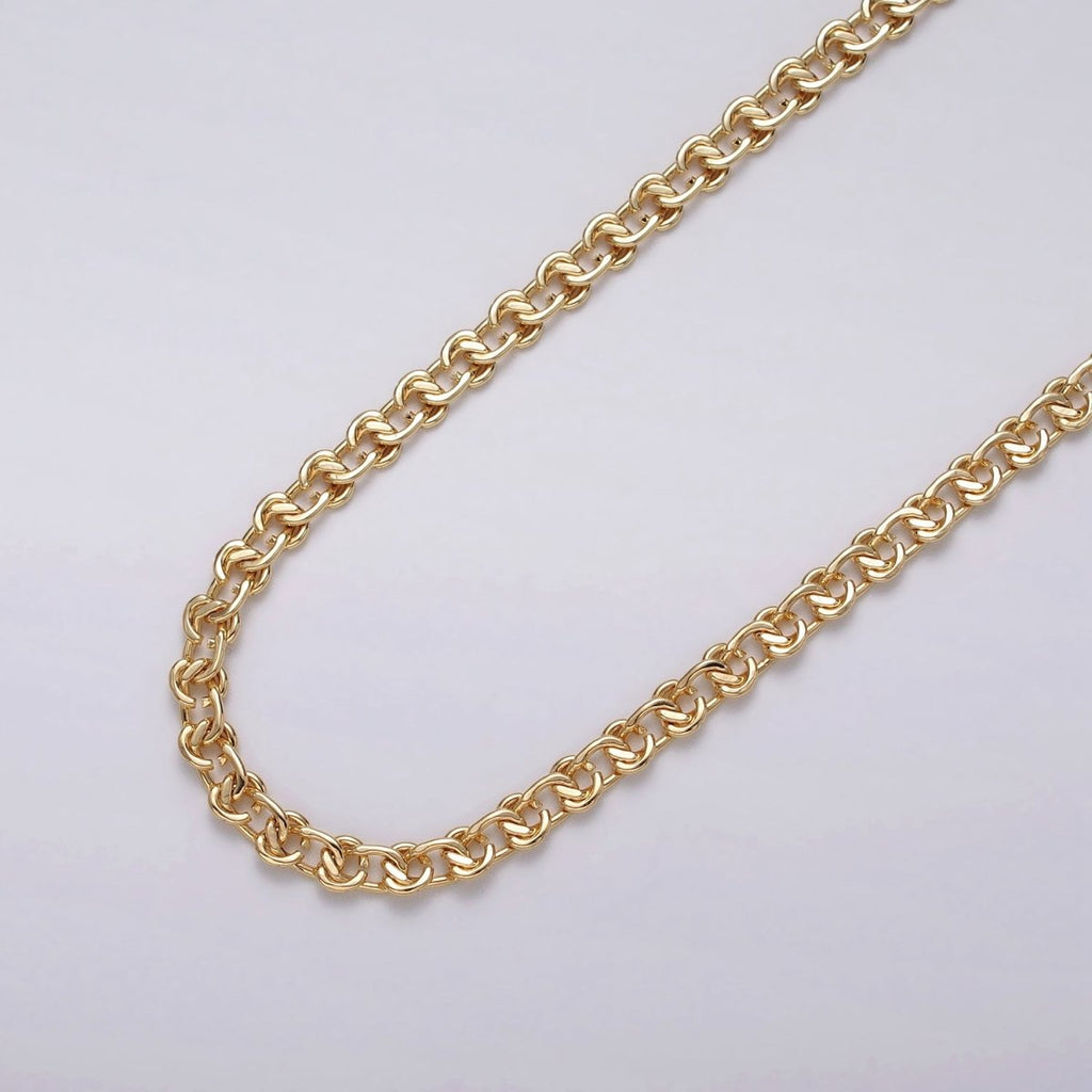16k Gold plated Cable Chain 4.7mm Width 16k Gold plated Unique Unfinished Chain by Yard | ROLL-1344 Clearance Pricing - DLUXCA