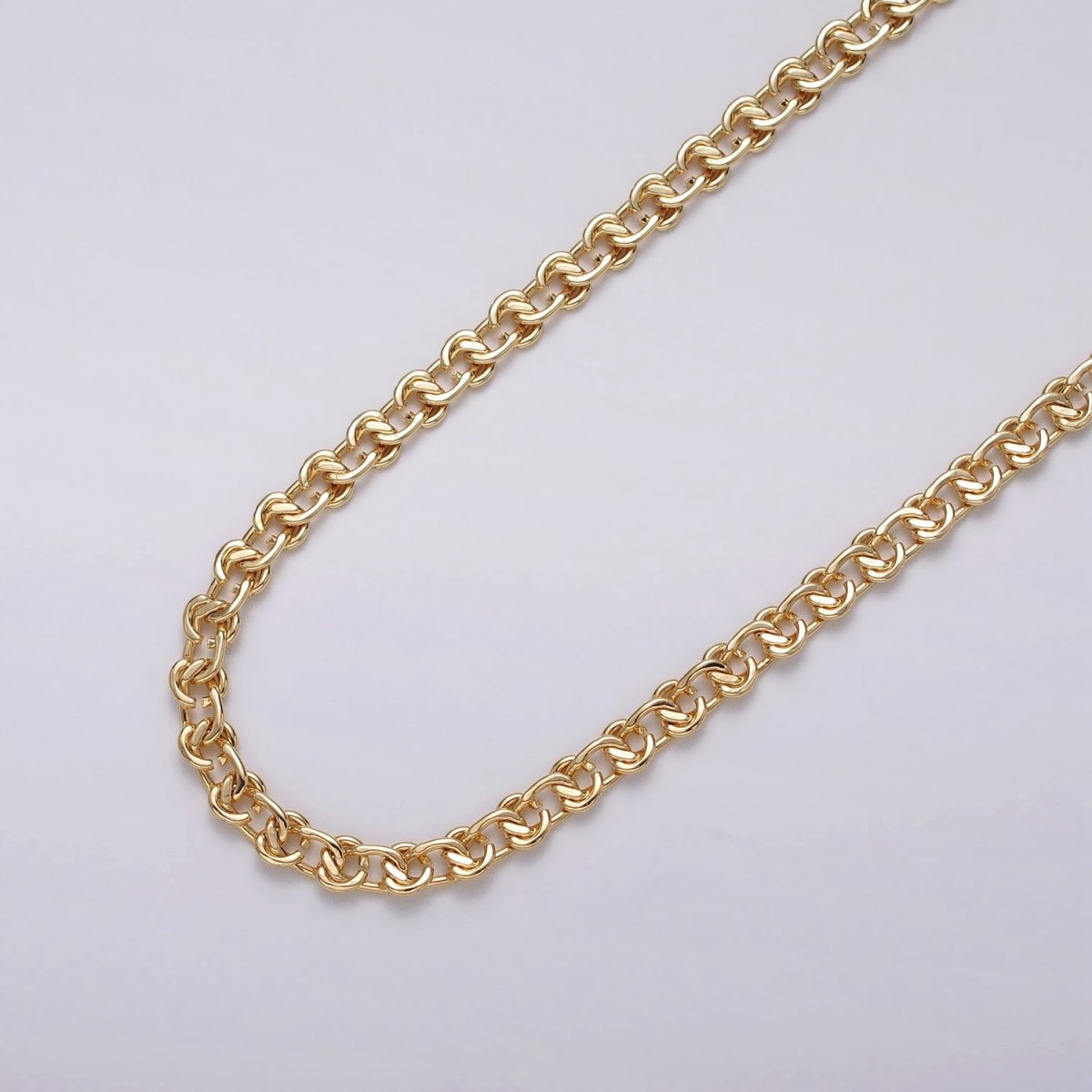 16k Gold plated Cable Chain 4.7mm Width 16k Gold plated Unique Unfinished Chain by Yard | ROLL-1344 Clearance Pricing - DLUXCA