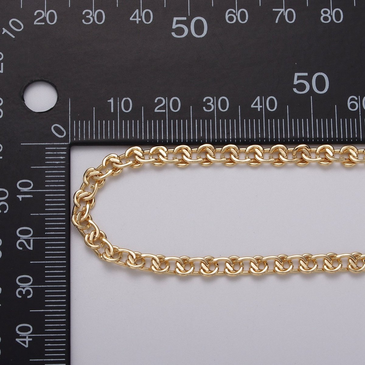 16k Gold plated Cable Chain 4.7mm Width 16k Gold plated Unique Unfinished Chain by Yard | ROLL-1344 Clearance Pricing - DLUXCA