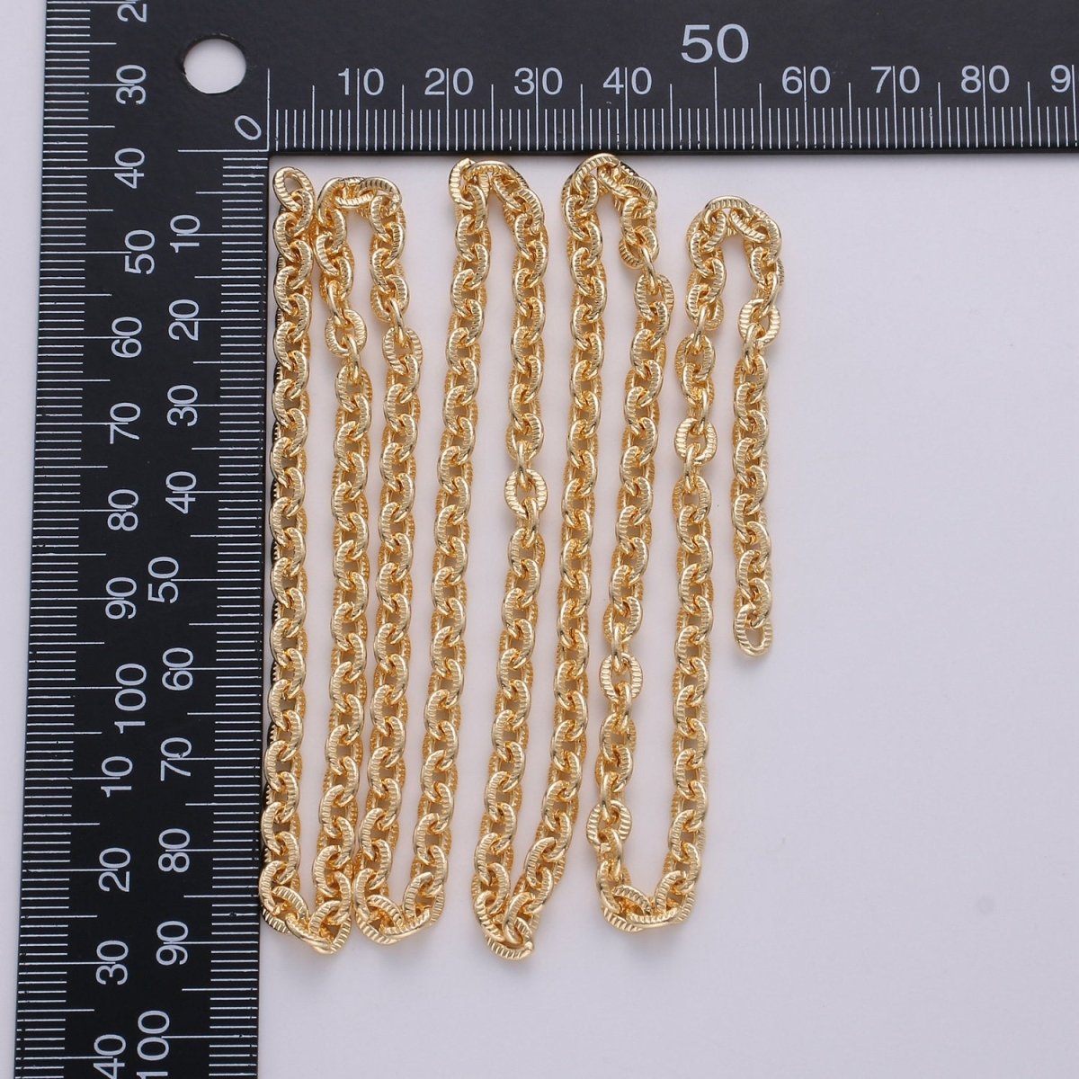 16K Gold plated Cable Chain Twisted Texturized Chain, Elongated Oval Chain 3mm link Chain for Necklace Bracelet | ROLL-271 ROLL-269 Clearance Pricing - DLUXCA