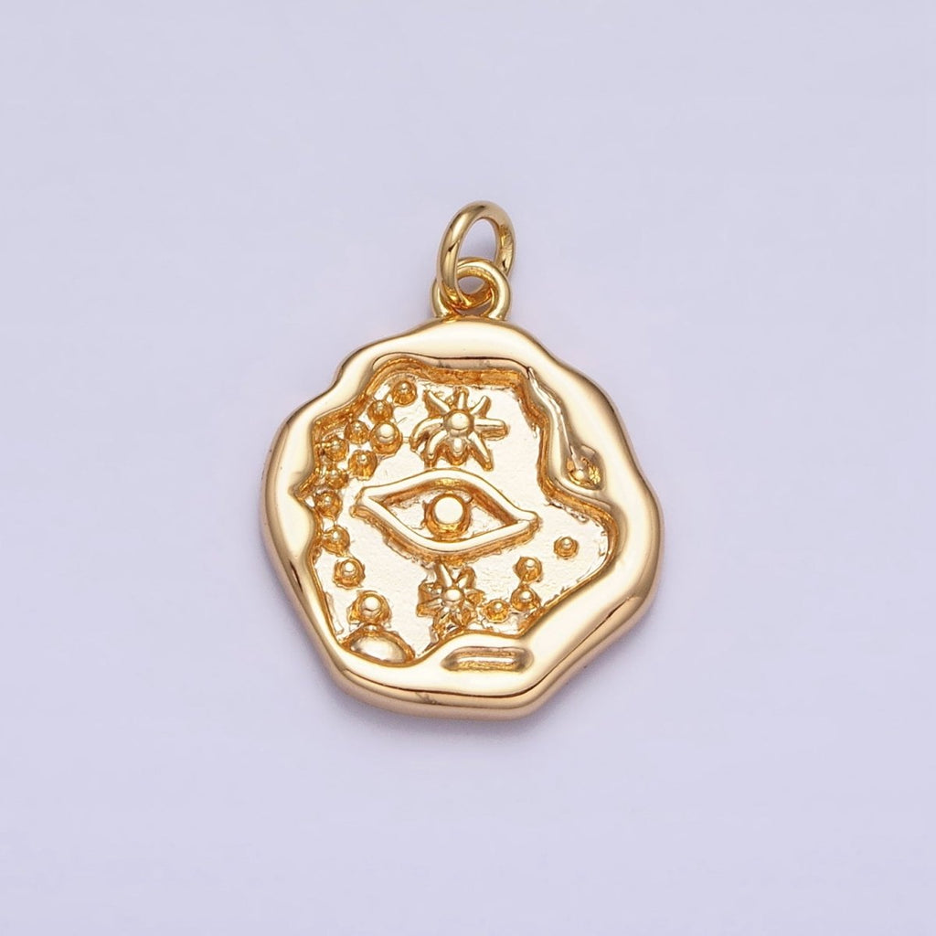 16K Gold plated Celestial Evil Eye Stamped Abstract Add-On Charm in Gold & Silver | AC1249 AC1250