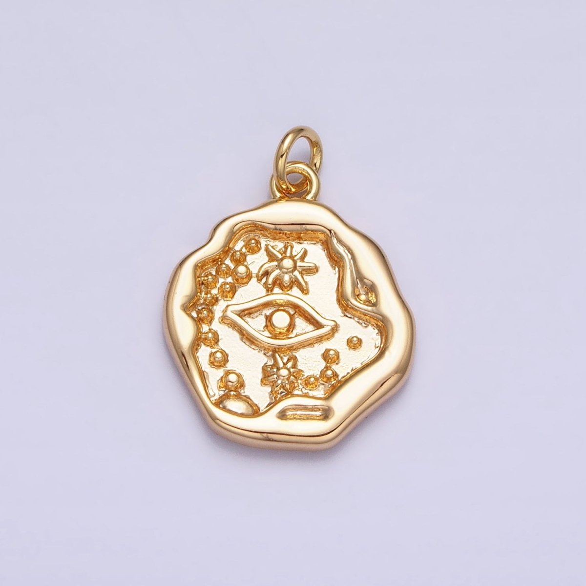 16K Gold plated Celestial Evil Eye Stamped Abstract Add-On Charm in Gold & Silver | AC1249 AC1250