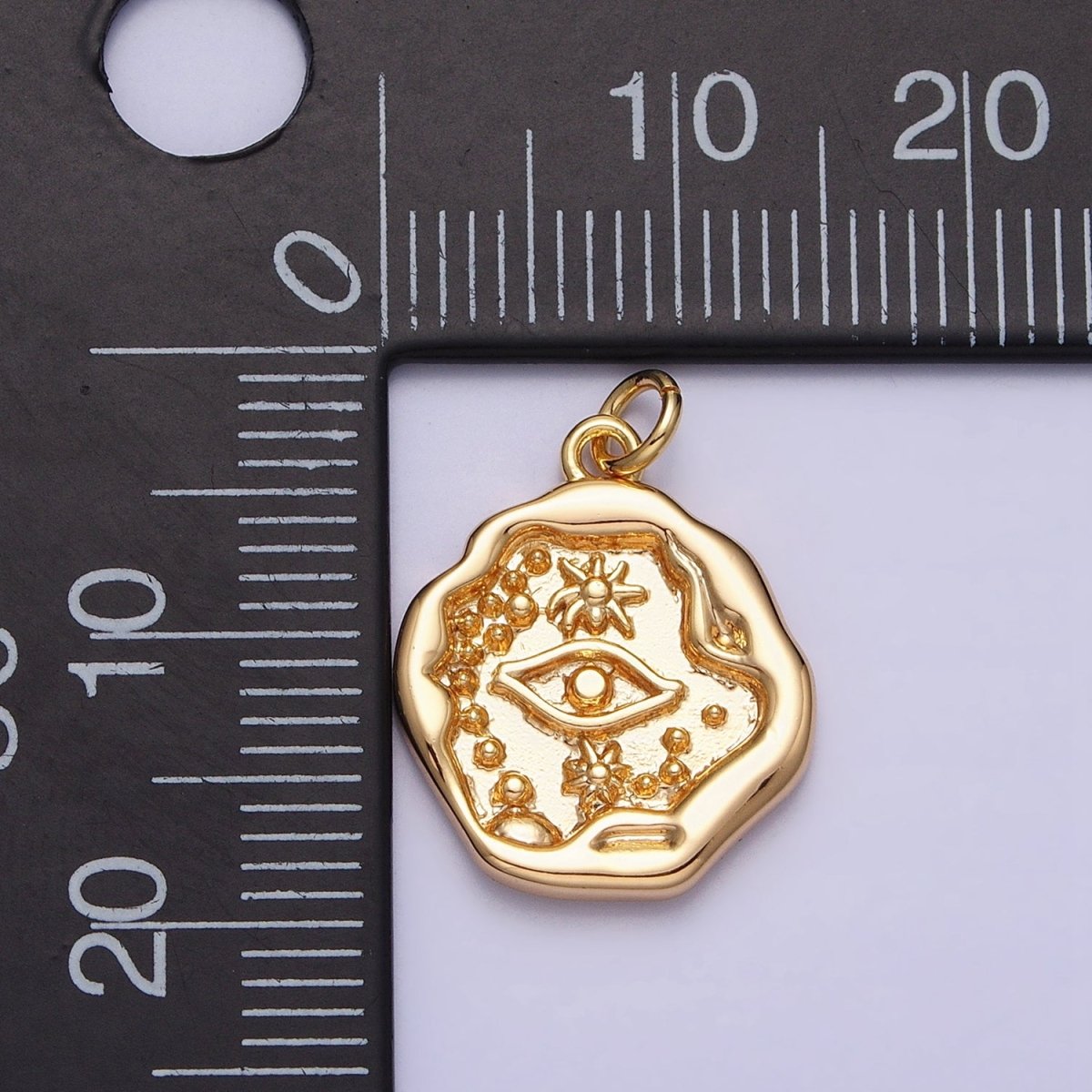 16K Gold plated Celestial Evil Eye Stamped Abstract Add-On Charm in Gold & Silver | AC1249 AC1250